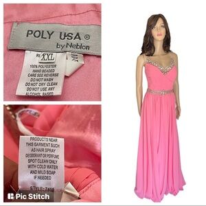 Poly USA by Neblon Embellished Gown Dress size XXL